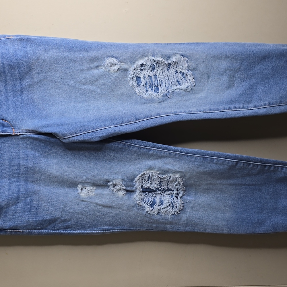 Women's Distressed Blue Weekend Crop Jeans 4/27 Vintage America - Picture 2 of 10
